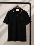 MAUDISCH Black Premium Polo T-Shirt with Contrast Tipping
