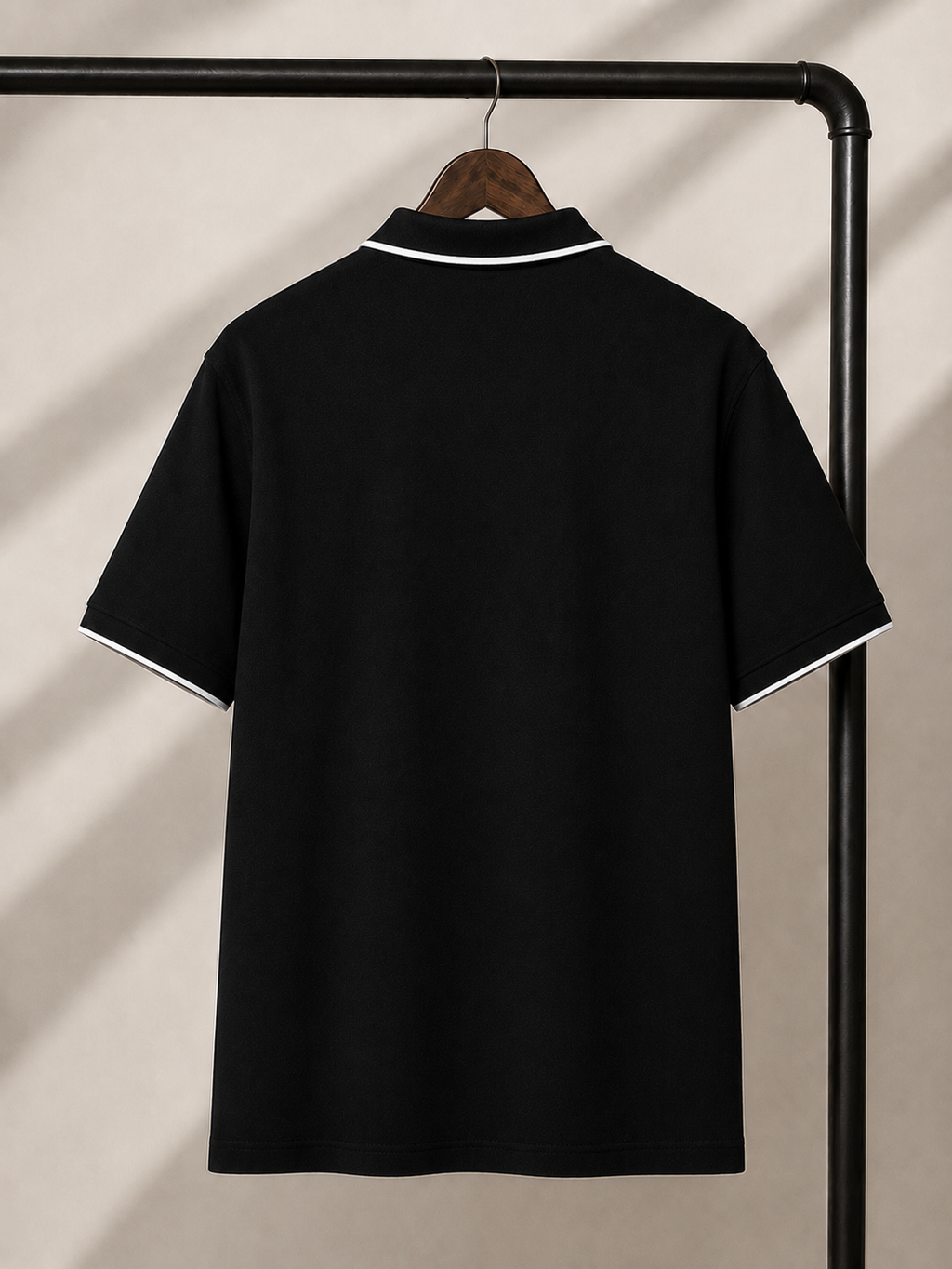 MAUDISCH Black Premium Polo T-Shirt with Contrast Tipping