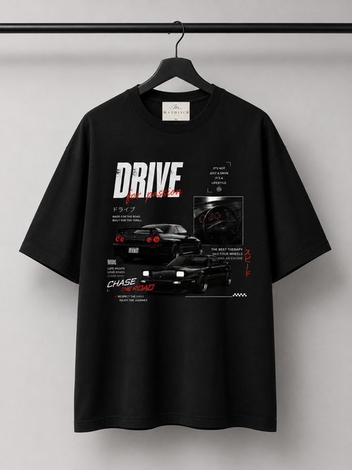 MAUDISCH Drive Enthusiast Oversized Graphic T-Shirt