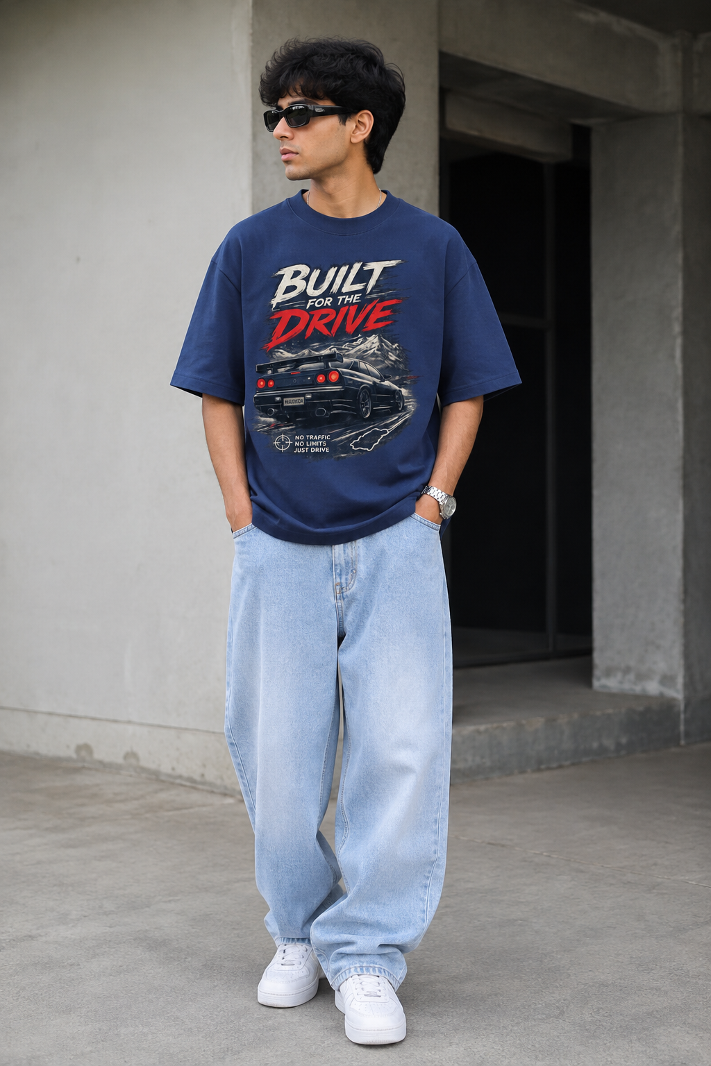 MAUDISCH Drive Enthusiast Oversized Graphic T-Shirt